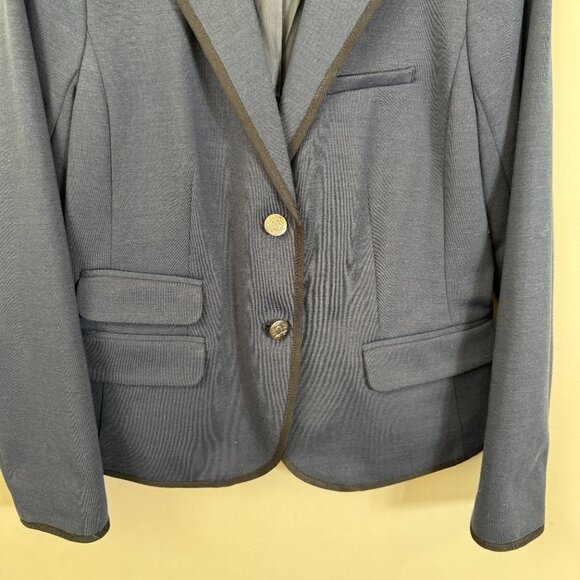 Gap The Academy Ponte Blazer Jacket Women's 8 Navy Blue Black Trim Career Formal - Picture 8 of 14
